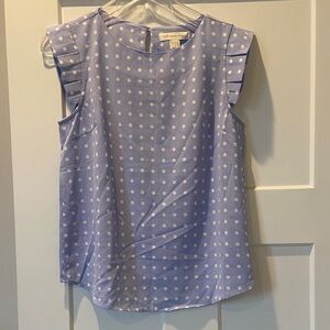 Monteau Lavender Blue Polka Dot Pleated Sleeve Blouse S